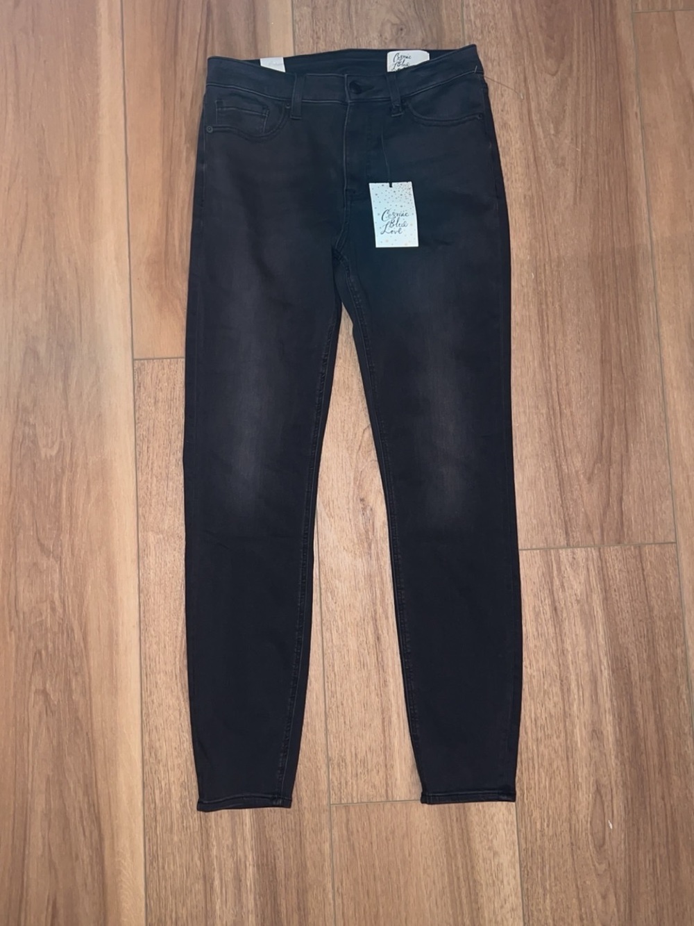 Cosmic Blue Love Black Skinny Jeans
